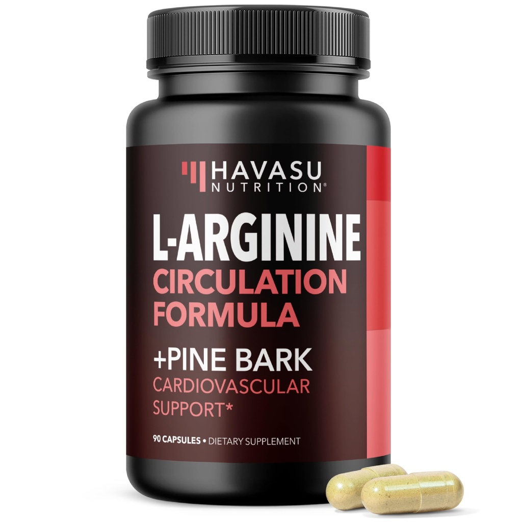 L 아르기닌 1800mg 및 소나무 껍질 추출물 100mg - 남성을위한 니트로 산화물 보충 - 남성 건강을위한 성능 보충 - 90 카운트 - 내구시간, 회복 지원 - Vegan, Non-GMO 캡슐