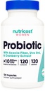 여성을위한 Nutricost Probiotic 10 억 CFU, 120 캡슐 - Acacia 섬유, Uva Ursi 및 Cranberry 추출물, Non-GMO 및 글루텐 무료