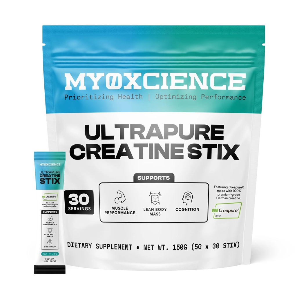 MYOXCIENCE Creapure® Creatine Stix | 스틱 팩 당 독일 Creatine Monohydrate의 5개 그램 | 지원 근육 성과, Lean 몸 질량, & Cognition | 30 단 하나 Serve Stix
