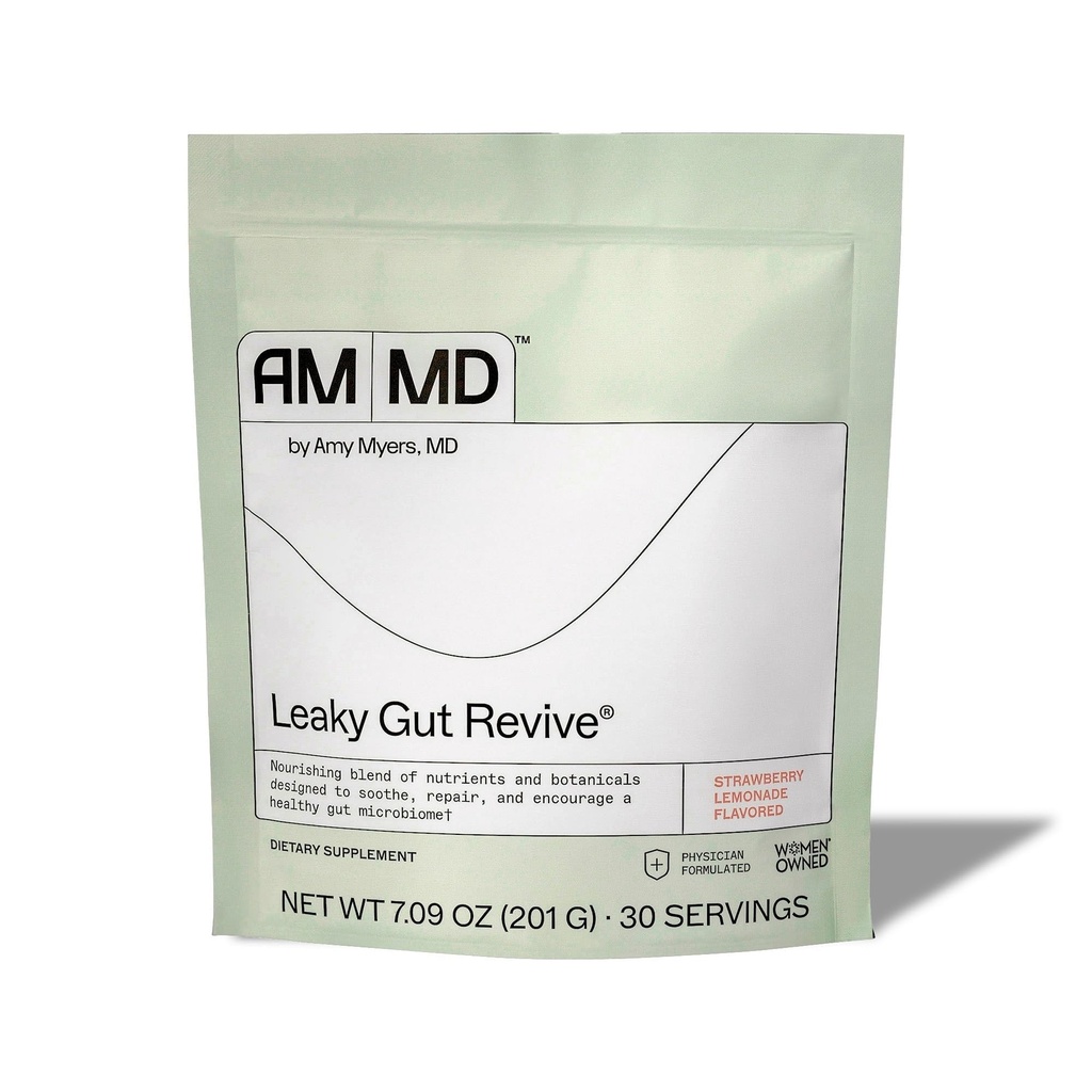 Amy Myers MD Leaky Gut Revive - Gluten-Free & Non-Dairy - 건강한 Gut 지원을 위한 식물 혼합 - Prebiotic 섬유와 GI 건강 지원 - Strawberry Lemonade, 7.09 oz (30 서빙)