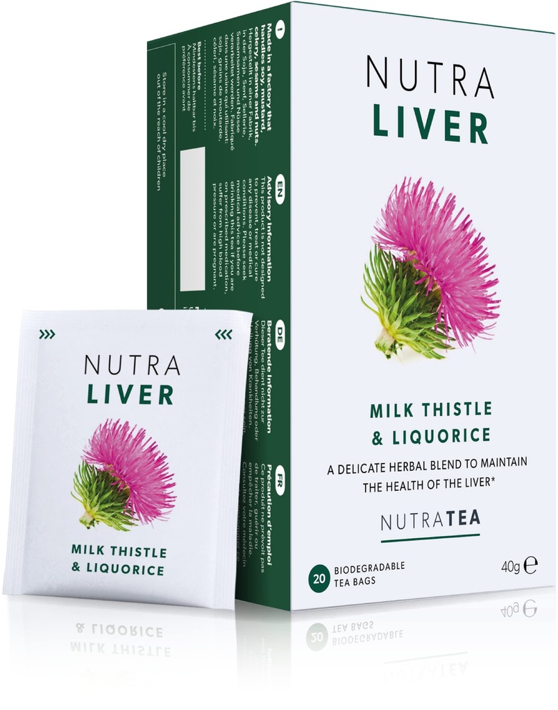 NUTRALIVER - Liver Detox & Cleanse Tea - 우유 이틀, Turmeric & Fennel - 40 봉투 티백 - 허브 티 - 2 팩