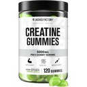 Jacked Factory Sugar Free Creatine Gummies - 5g Daily Dose (Gummy 당 1.25g) - Creatine Gummy Sugar 남성과 여성을위한 무료, Vegan-Friendly, Third-Party Tested - 120 Gummies, Green Apple