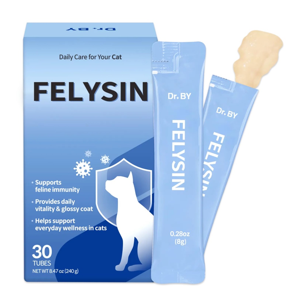의사 으로 FELYSIN L-Lysine for Cats Lickable Immune Support Supplement Allergy Relief, Sneezing, Runny Nose, 콜드, Watery Eyes Respiratory Health with Beta-Glucan & Taurine – 30 개별적으로 포장
