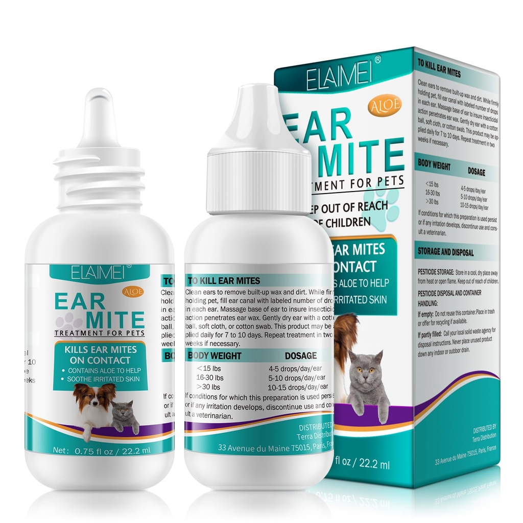 개, 개 귀 감염 치료를위한 귀 Mite 치료, 개 효모 감염을위한 귀 Mite 치료, 귀 Mites & Itching 및 Odours Stinky Stuffs의 완화