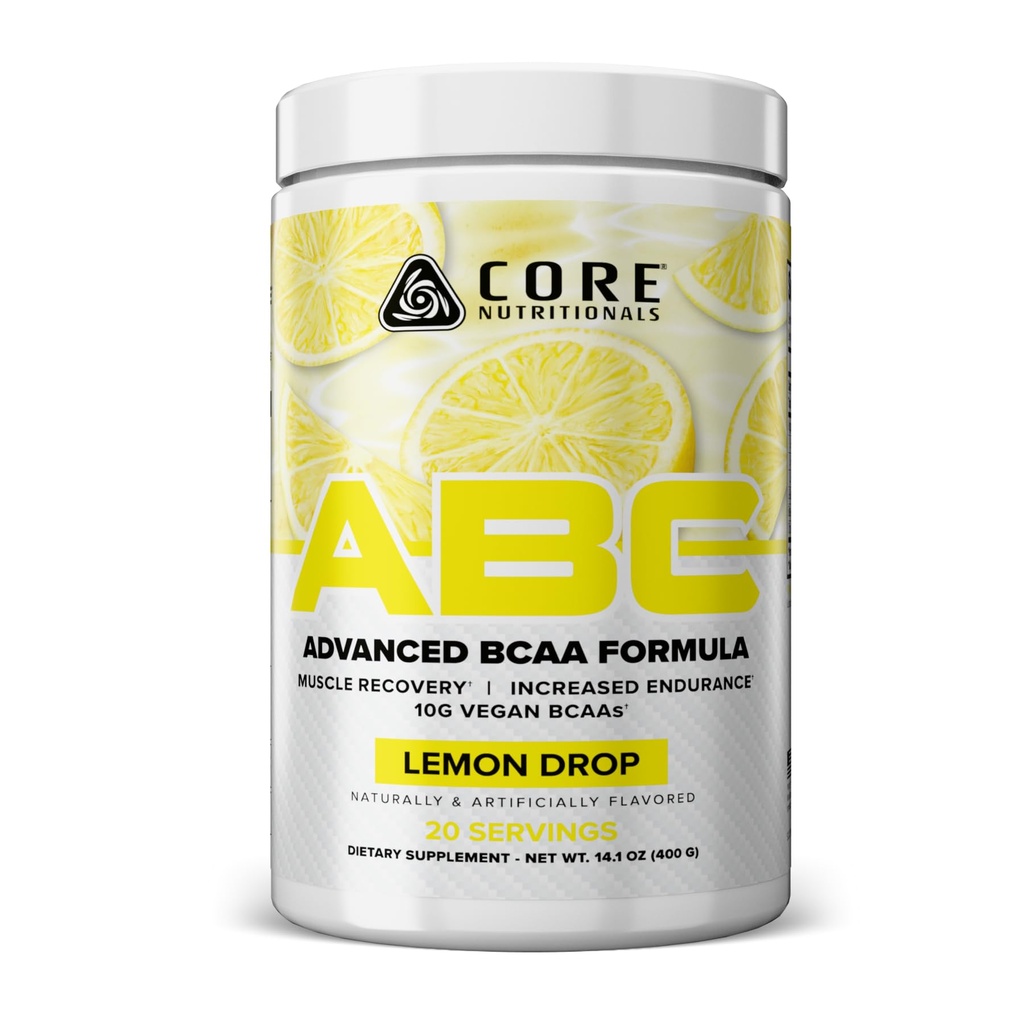 핵심 영양 ABC 고급 BCAA 보충 | 아미노산 회복 혼합 | 글루타민, 베타 알라닌, Citrulline Malate | 20 인분 (레몬 드롭)