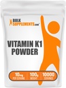 BulkSupplements.com 비타민 K1 분말 - 뼈와 심장 건강 지원을위한 비타민 K1 보충 - Gluten 무료, 10mg 서빙 당, 100g (3.5 oz) (팩 1)