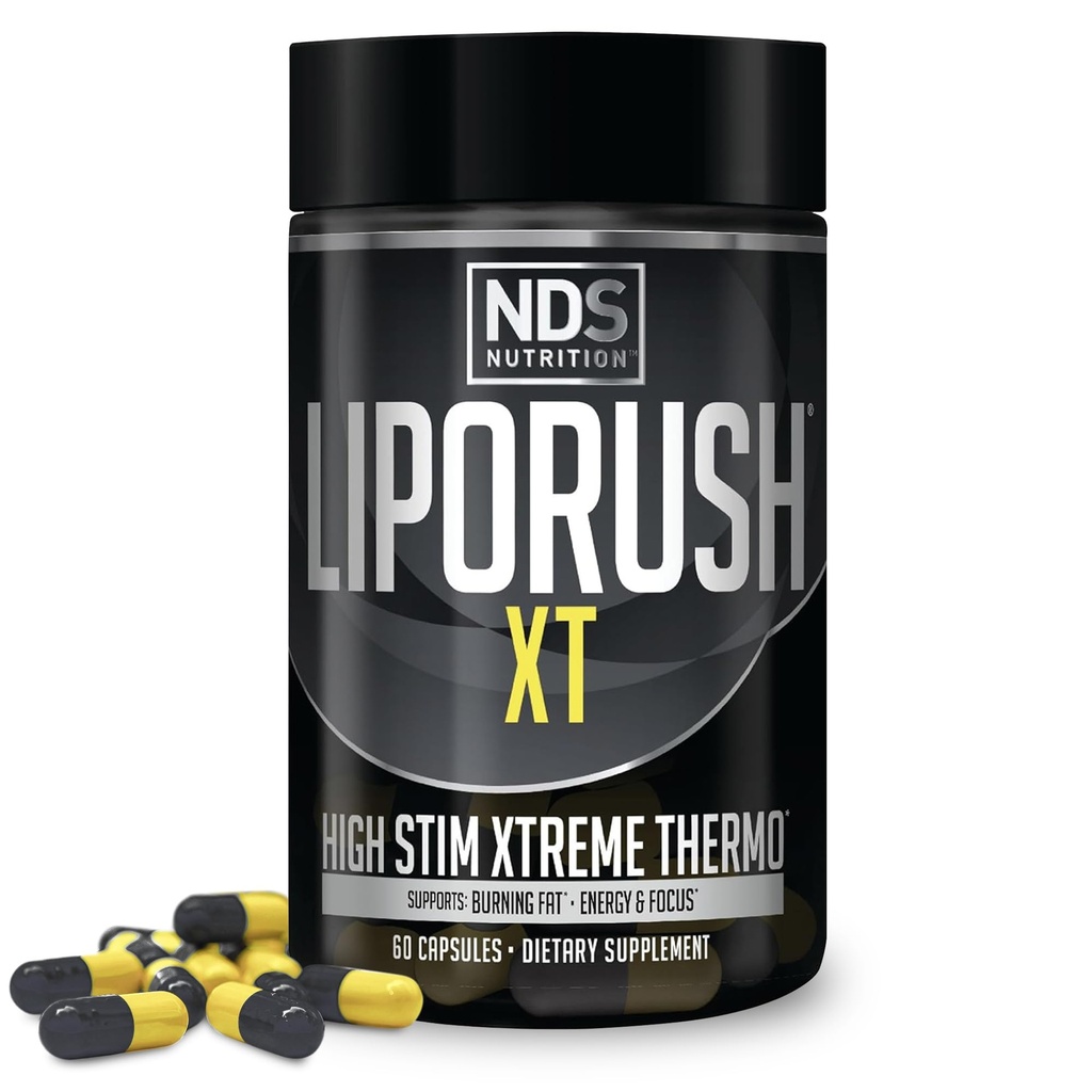 LIPORUSH NDS 영양 XT - 재갈 지방을 위한 L Carnitine & Teacrine를 가진 최고 집중된 열성 - 지원 최대 에너지, 초점, Calorie 불타는, Diuretic, Appetite 통제 (60의 캡슐)
