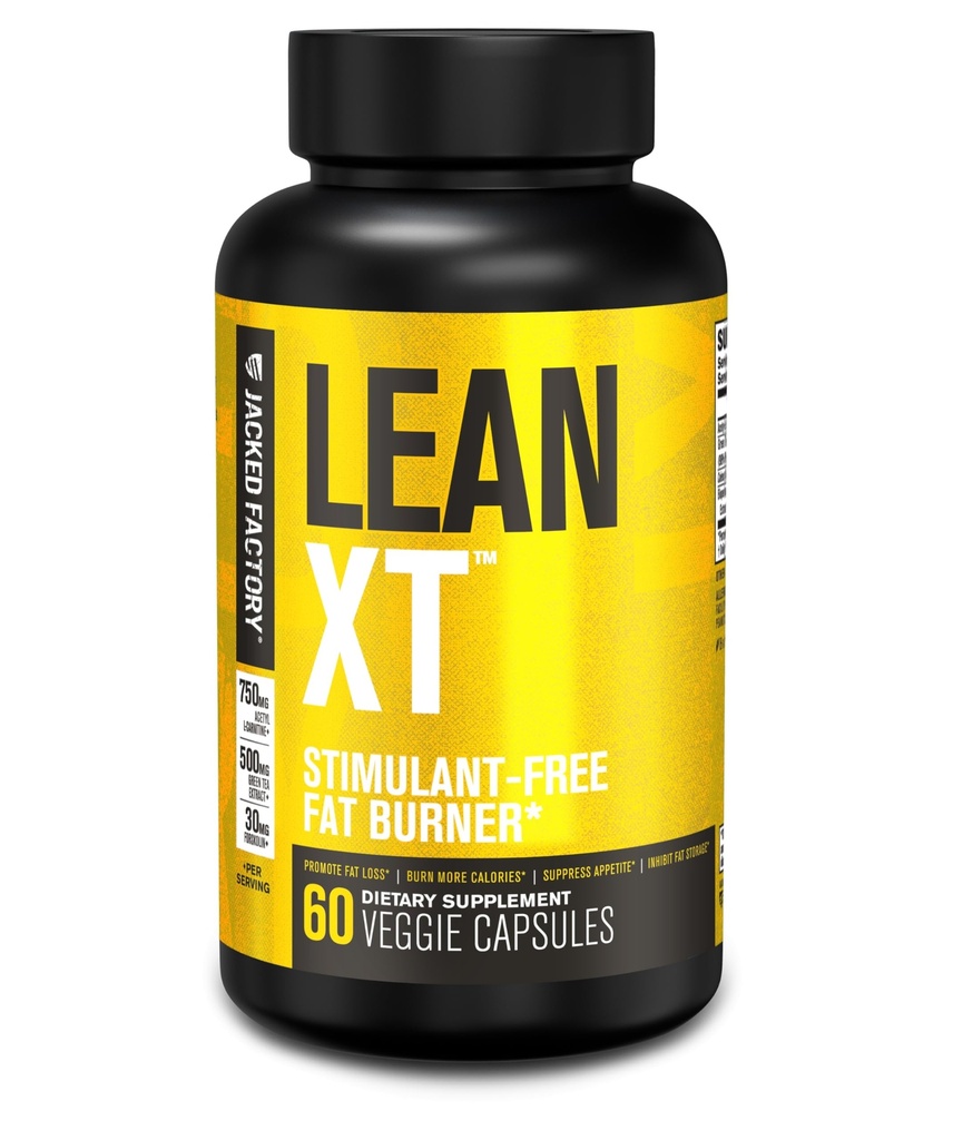 Jacked Factory Lean-XT Caffeine Free Fat Burner - 비 자극 체중 감소 보충교재, 식욕 억제제 & 대사 승압기 | Acetyl L 카르니틴, 녹차 추출물, Forskolin - 60 자연적인 규정식 환약