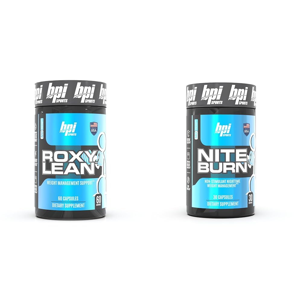 BPI 스포츠 RoxyLean 극단적 인 뚱뚱한 가열기 & Nite 불타는 야간 뚱뚱한 가열기 & 잠 지원, 60Count & 30 서빙