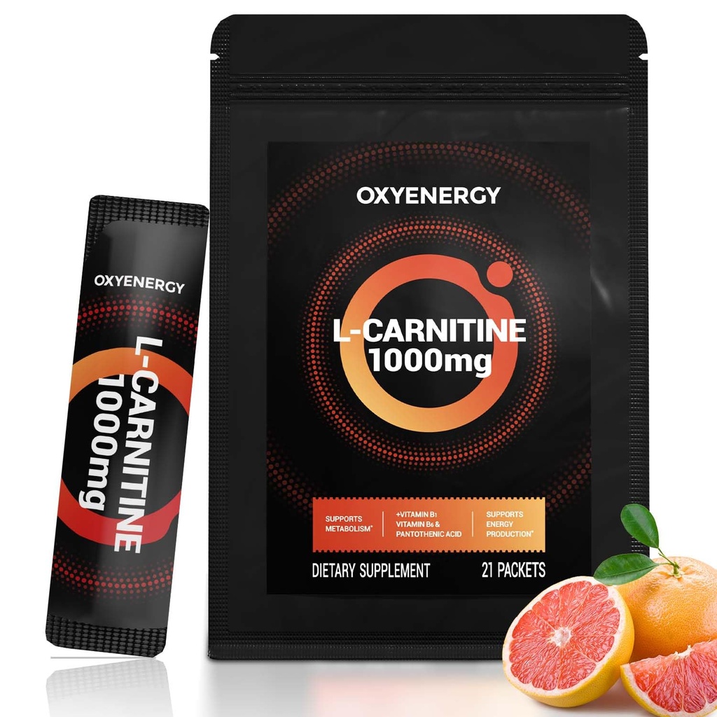 OxyEnergy 액체 L 카르니틴 보충교재 1000mg - 매일 사용을 위한 Gentle, 영 칼로리, 설탕 자유로운, Stim 자유로운 뚱뚱한 불타는 & 내구시간 승압기, 21 온-고 개인적인 액체 지팡이