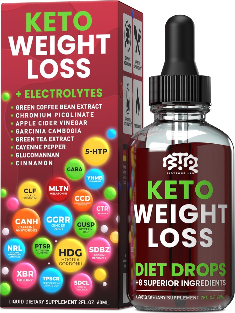 Keto 체중 감소 다이어트 드롭, 자연 식욕 억제제, Apple Cider, Green Coffee Bean Extract, Cinnamon, Cayenne Pepper Metabolism Booster와 여성과 남성을위한 지방 버너