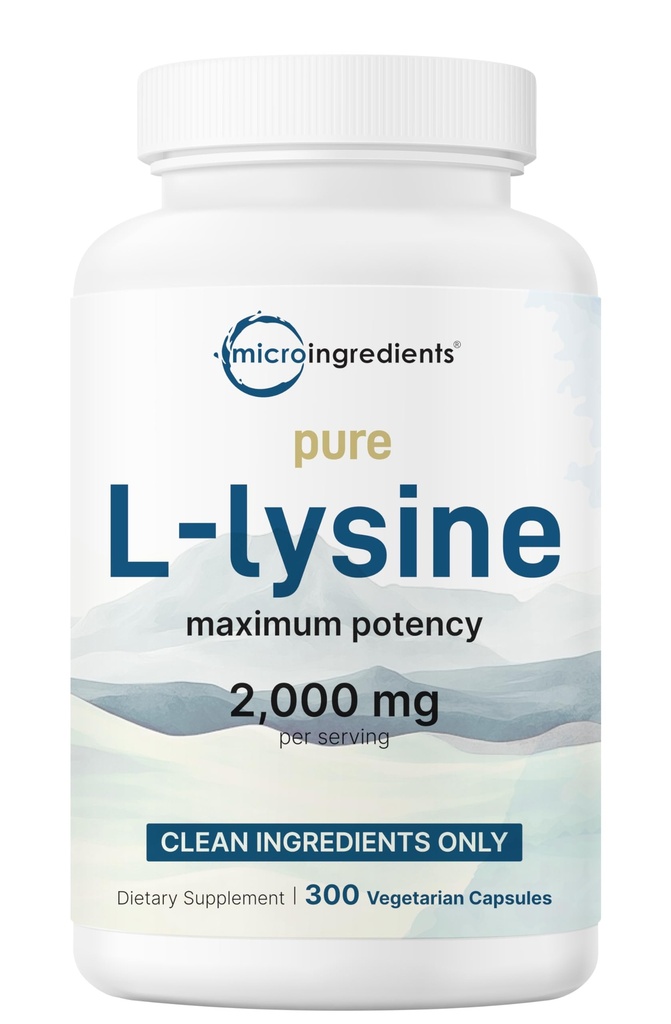 Pure L-Lysine 2,000mg, 300 Veggie 캡슐 | 최대 효능, 쉽게 흡수, 무료 양식 | Collagen, Lip, & Immune 지원을위한 필수 아미노산 | 필러없이 깨끗한 재료