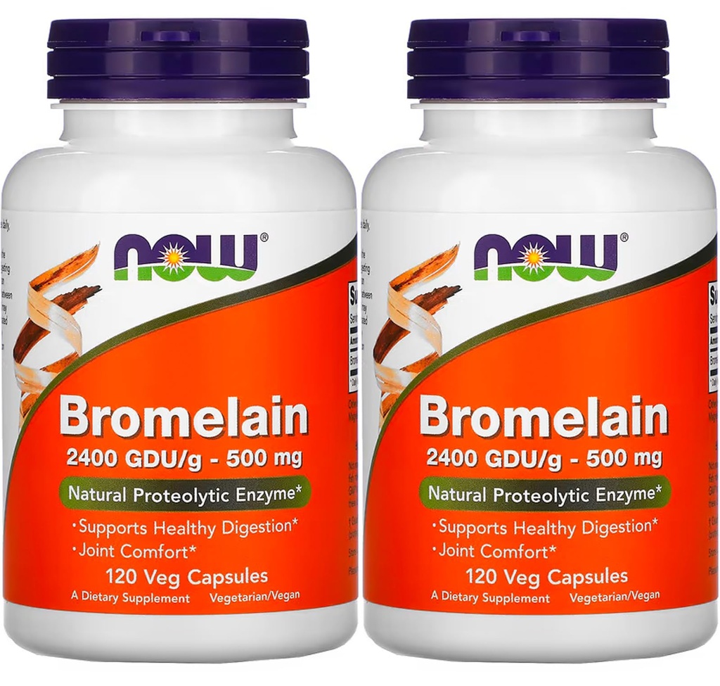 지금 음식 Bromelain 2400Gdu/500mg의 120의 볼트 캡슐 (2의 포장)