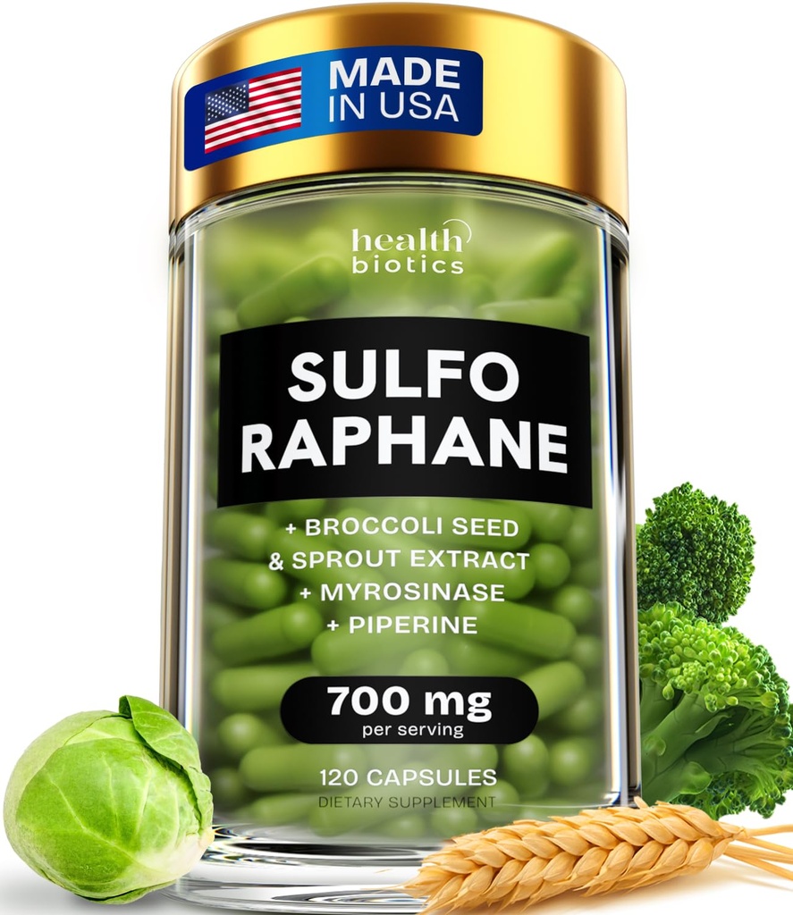 Sulforaphane 보충교재 유기 브로콜리 스프로uts | Broccoli Florets & Seeds에서 안정된 Sulforaphane | 유기 황제 보충교재 120 알약 | 1 팩