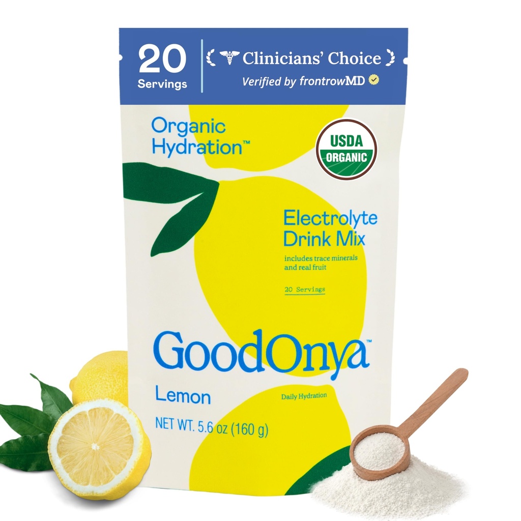 GoodONYA 유기 Hydration 전해질 음료 혼합, 증명된 유기 Hydration 분말, 비 GMO, Biochecked Glyphosate는, 낮은 설탕, 레몬 맛, 인공 풍미 없음, 20의 서빙을 해방합니다