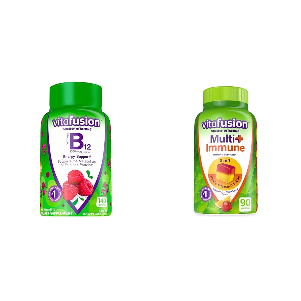 에너지 대사를 위한 Vitafusion 비타민 B12, 비타민 C, 아연을 가진 Multivitamin 플러스 면역 지원 Gummies - 140 + 90 조사