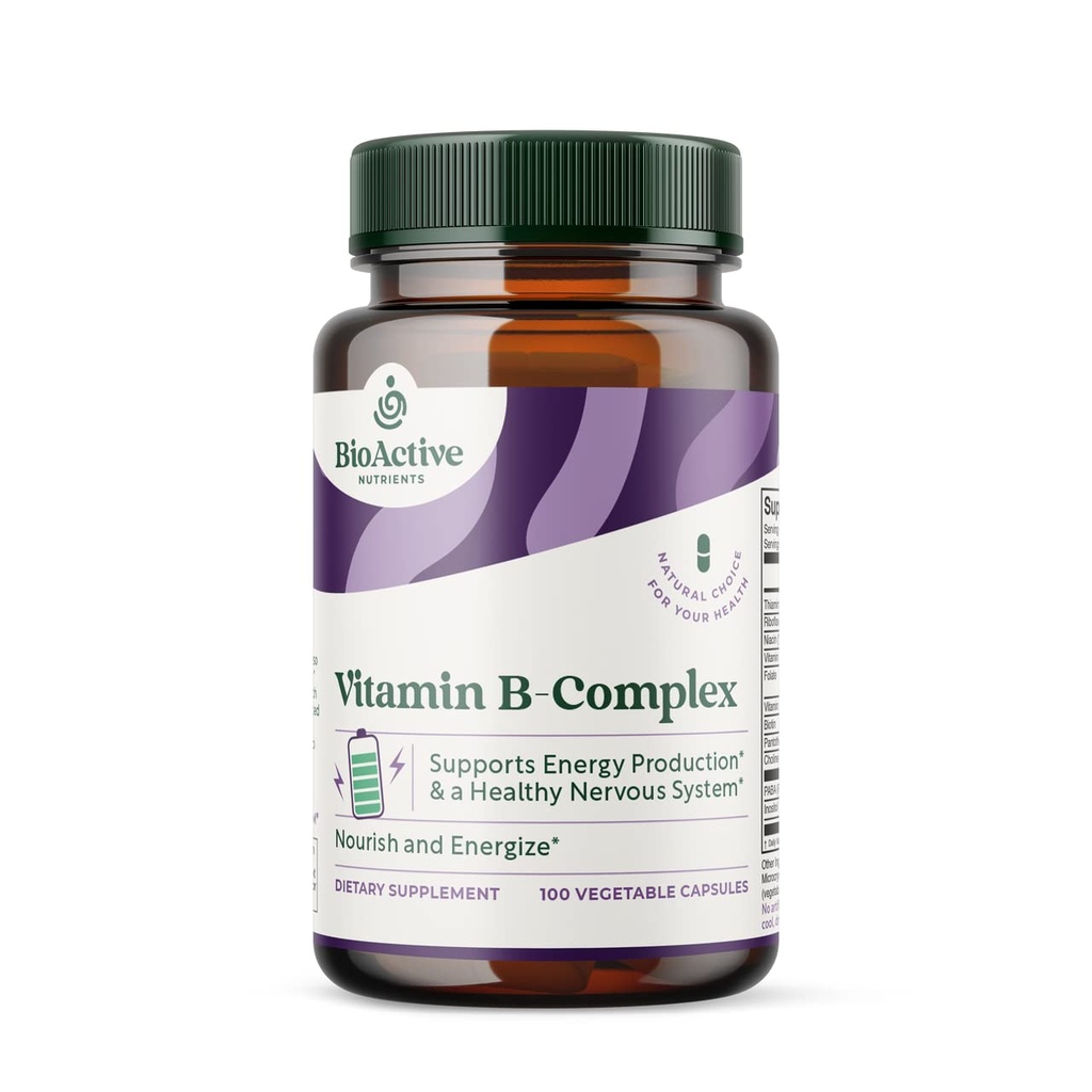 BIOACTIVE NUTRIENTS 비타민 B 복합 다이어트 보충 - 100 야채 캡슐 - 전반적인 건강을 위해