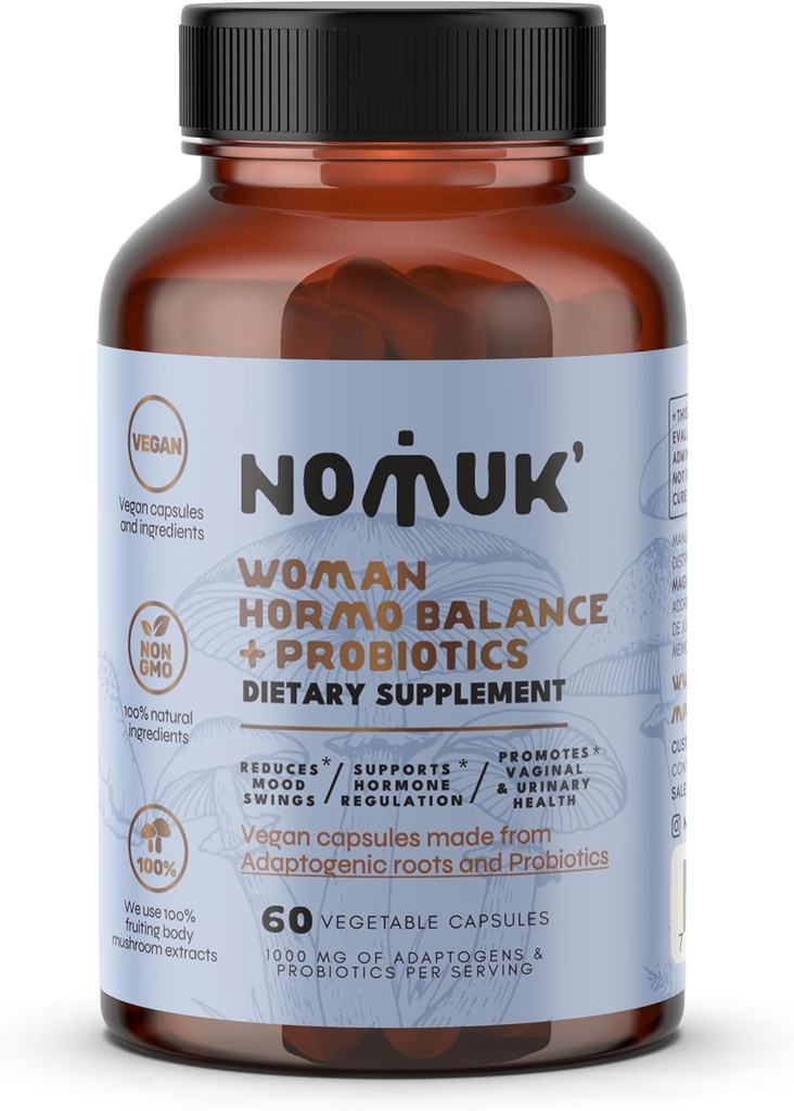 hormo Balance + 여성을위한 probiotics, Shatavari rooot, Maca Schisandra & Ginseng 추출물, 소화를위한 probiotics, 면역력 60 캡슐