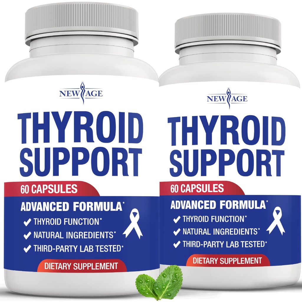 여자 & 남자를위한 새로운 AGE Thyroid 지원 보충교재 Iodine, B12, 아연, 셀렌, Ashwagandha, Bladderwrack, Turmeric, Schisandra - Non-GMO - 120 조사