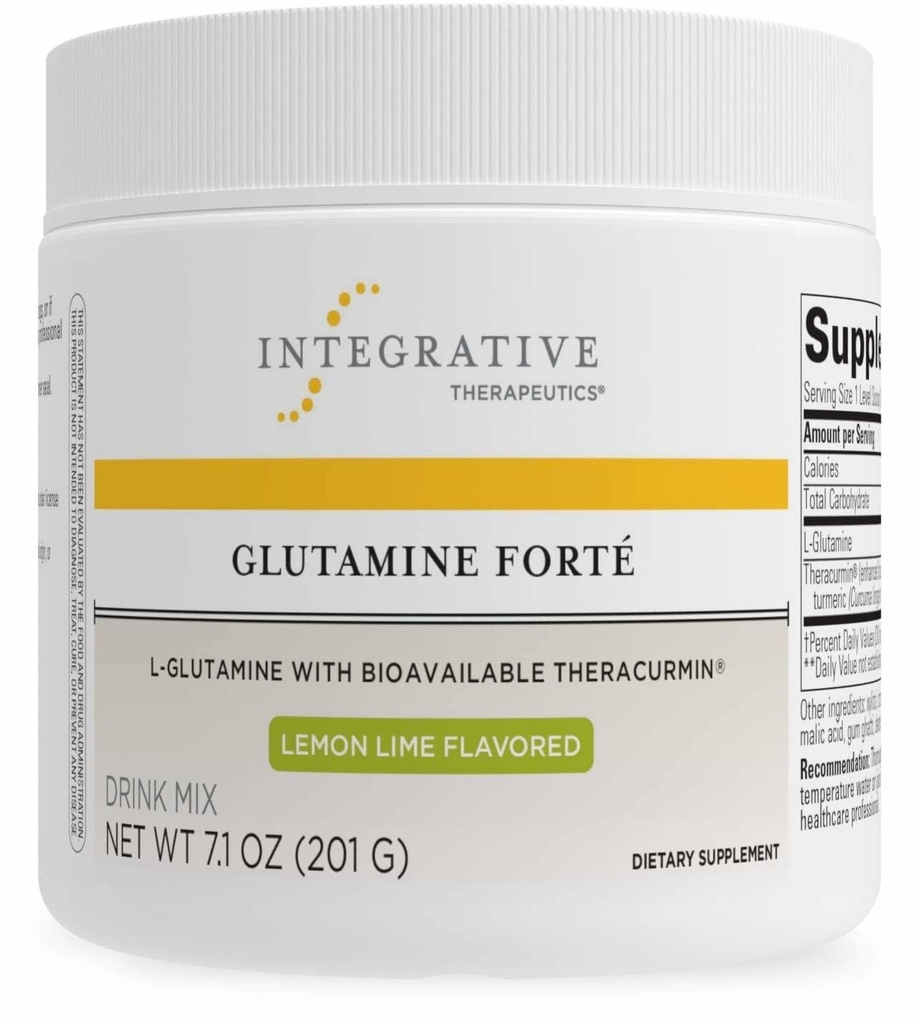 통합 치료 글루타민 Forté - 매일 건강 보충 * - Gut Support Drink Mix* - Vegan, Gluten-Free & Dairy-Free - Lemon Lime flavored - 7.1 oz (30 서빙)