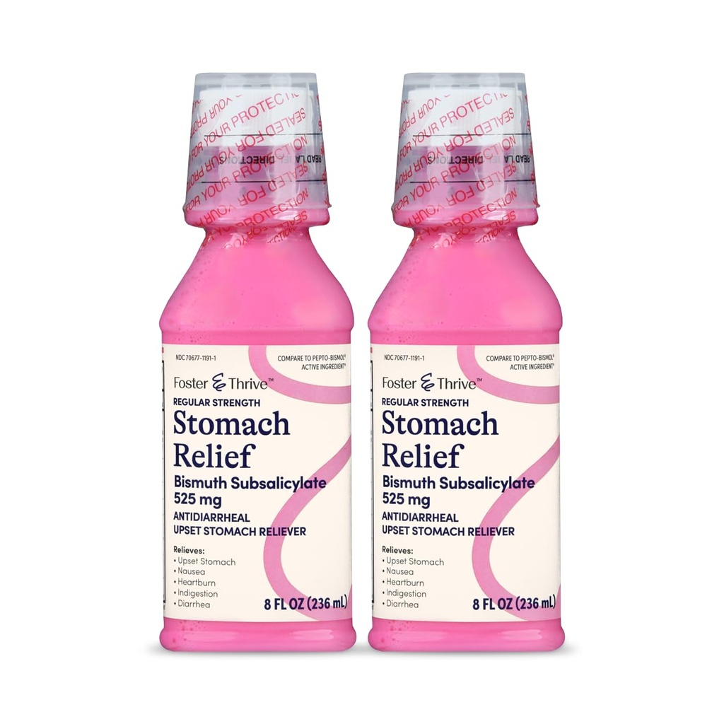 Nausea, Heartburn, Indigestion, Upset Stomach, Diarrhea를 위한 촉진 & 경향 Stomach 기복 액체 - 5개의 증상을 위한 빠른 기복, Antidiarrheal, Bismuth Subsalicylate 525 mg, 본래, 8개 oz (포장 2)