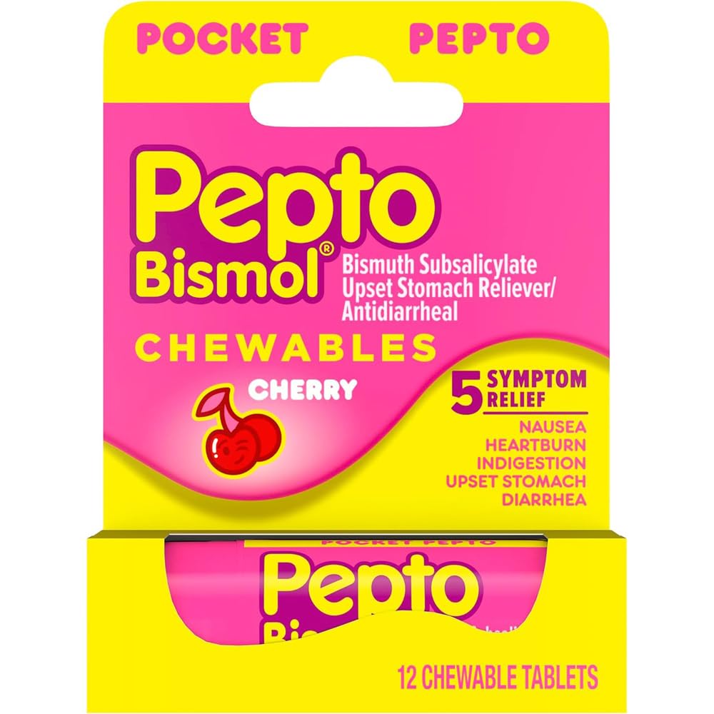 Chrry Chew 12 크기 12ct Pepto to Go Cherry Chewable 12ct
