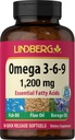 Lindberg 오메가 3 6 9 보충제 | 1200mg | 90 Softgels | Essential Fatty Acids | 생선, Flax 및 Borage Oil | Non-GMO, 글루텐 프리