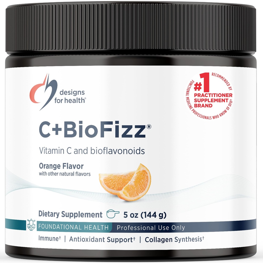 건강 C + BioFizz Fizzy 비타민 C 음료 분말 Bioflavonoids와 높은 효능 분말 - Immune + 산화 방지제 지원 - Vegan (36 서빙 / 144g)