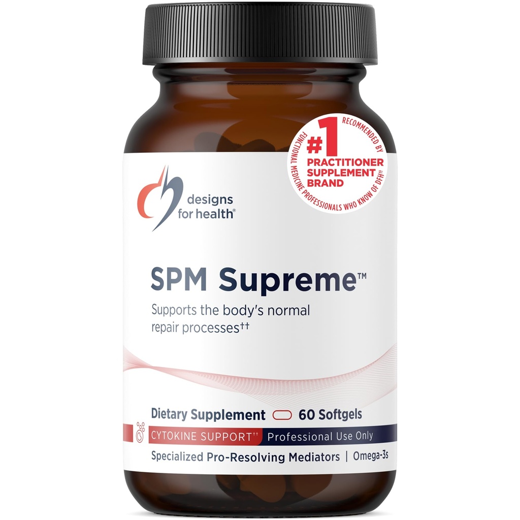 건강 SPM Supreme을 위한 디자인 - 물고기 기름에서 3개의 전문화된 Pro-Resolution Mediators - Omega 3 지방산 보충교재, SPM 물고기 기름 (60 Softgels)