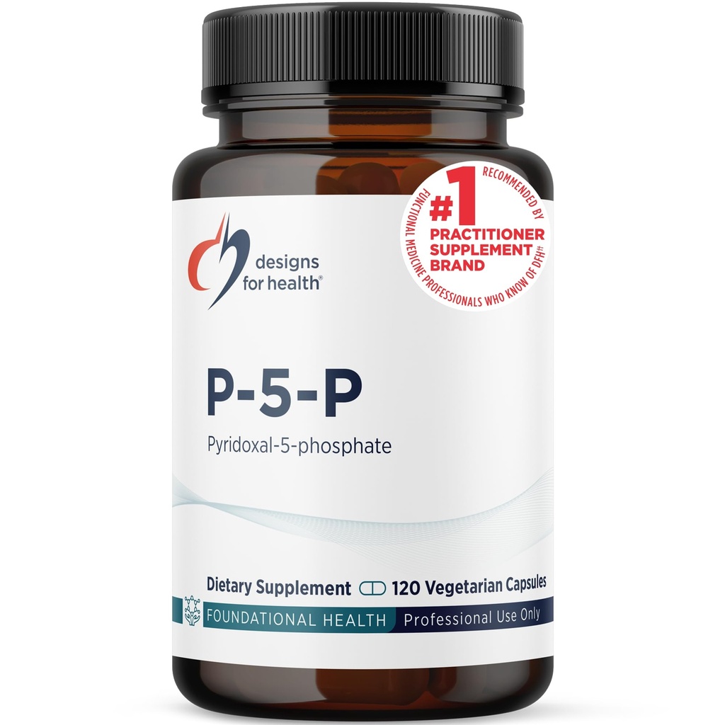 건강 P-5-P를 위한 디자인 - 50mg 비타민 B6 (P5P Pyridoxal-5-Phosphate) 보충교재 - 비 GMO, Vegan B-6 (120의 캡슐)
