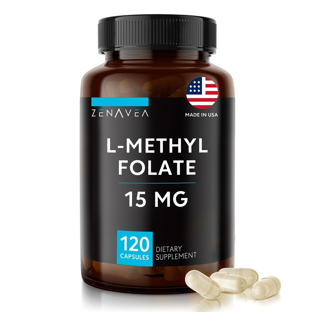 L-Methylfolate 15mg - L 메틸 Folate 보충교재, Folic 산 부족을 위한 5-MTHF - 최대 흡수와 힘 - l 메틸 포레이트 15 mg - 메틸 folate 15 mg - 120 Vegan 캡슐, 비 GMO 글루텐 자유로운