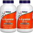NOW 식품 L-lysine 500 mg, 250 캡슐 (팩 2)