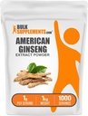 BulkSupplements.com 미국 인삼 추출물 분말 - 인삼 보충교재, 초본 보충 교재 - 글루텐, 서빙 당 1g, 5kg (11 파운드) (포장 5)