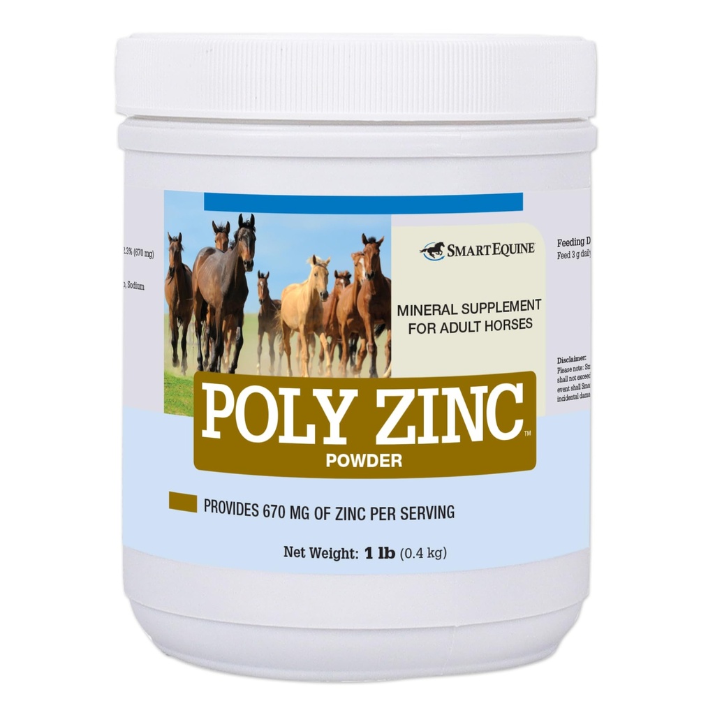 SmartEquine 폴리 아연 분말 | 말에 대한 아연 보충 | Hoof Care Vitamins and Minerals | Bone and Hoof Wellness | Equine Skin Coat Supplement | 1개 lb