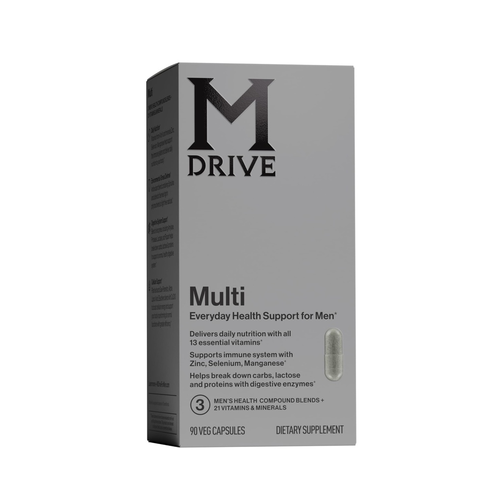 남성용 Mdrive Multivitamin, Daily Multivitamin - 아연, 셀레늄, 망간 및 비타민 D, 소화 지원을위한 효소, 에너지 및 비타민 K2, 90 캡슐 용 CoQ10