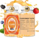 L-Lysine Gummies 1000mg - 어린이와 성인을위한 L-Lysine 보조 식품 - 여성을위한 입술 및 냉 Sore * 지원 - 비타민 B12와 Chewable Lysine Gummies - Vegan, Non GMO, 글루텐 - 무료, 120 조사