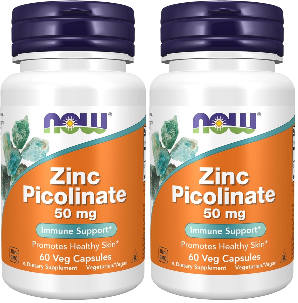 지금 보충 교재, 아연 Picolinate 50 mg의 지원 효소 기능*, 면역 지원*, 60의 Veg 캡슐 (포장 2)
