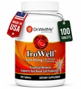 Irowell Iron Tablets 65mg - 에너지, 근육 강도 및 면역성을 위한 100 일 공급 Ferrous Fumarate를 위한 100개의 정제 - 남자 & 여자를 위한 철 보충교재