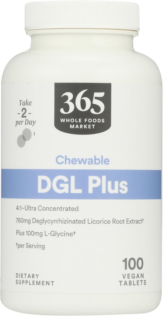 전체 음식 시장, DGL Plus Chewable Tablets, 100 태블릿에 의해 365