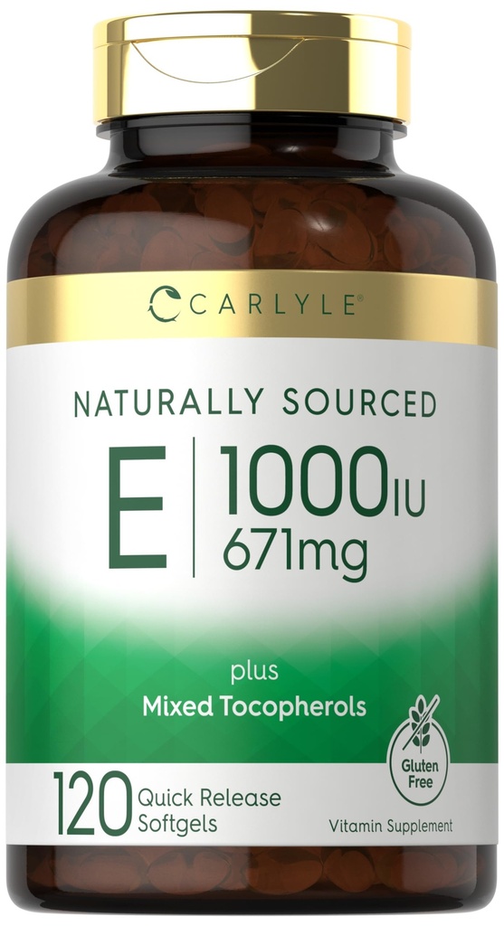 섞인 Tocopherols를 가진 Carlyle 비타민 E | 1000 IU | 120 Softgel | 자연적으로 Sourced 보충교재 | Non-GMO와 글루텐 자유로운 공식
