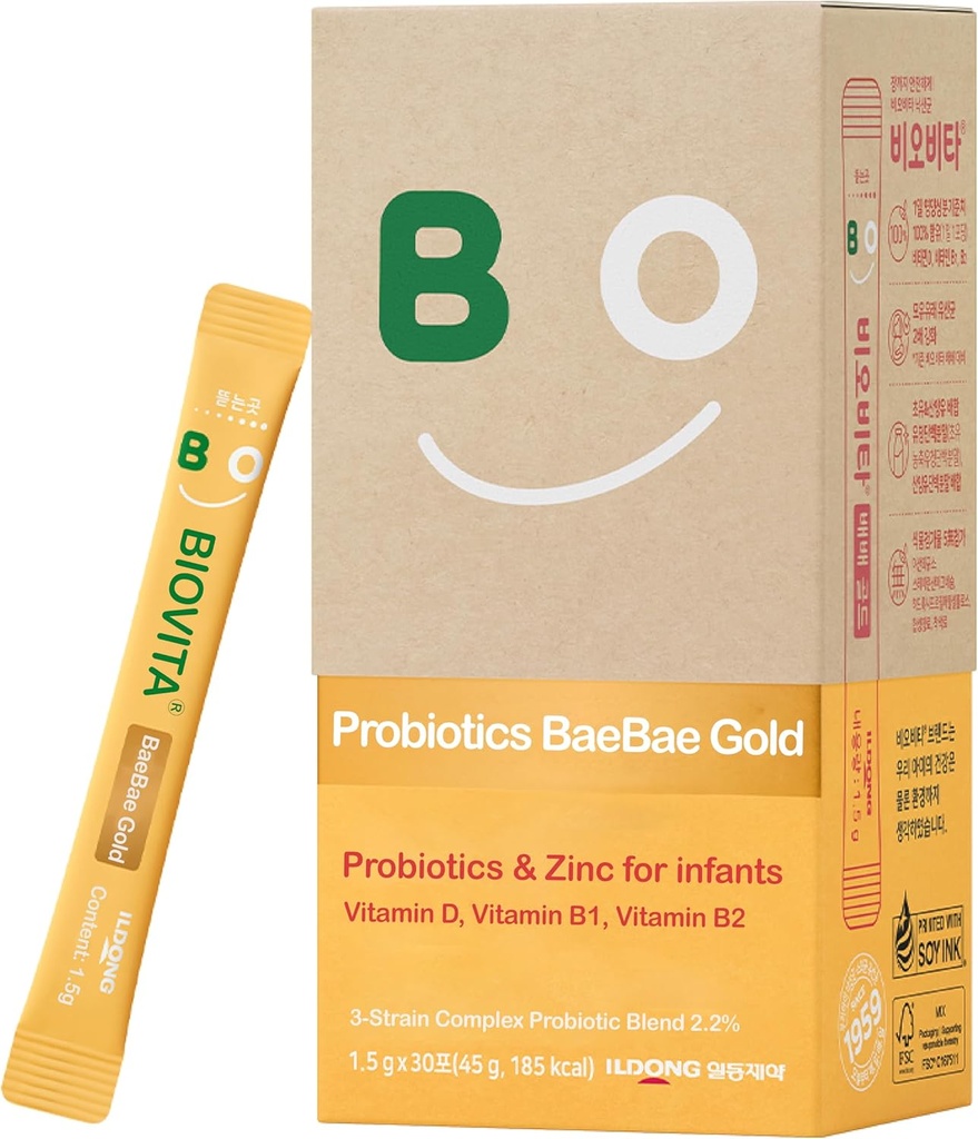 아기 Probiotics 분말 (30 스틱, 30 일) - 건강한 면역 체계, 아기 & 유아를 위한 보충교재를 지원하십시오. 비타민 B, 비타민 D, 아연