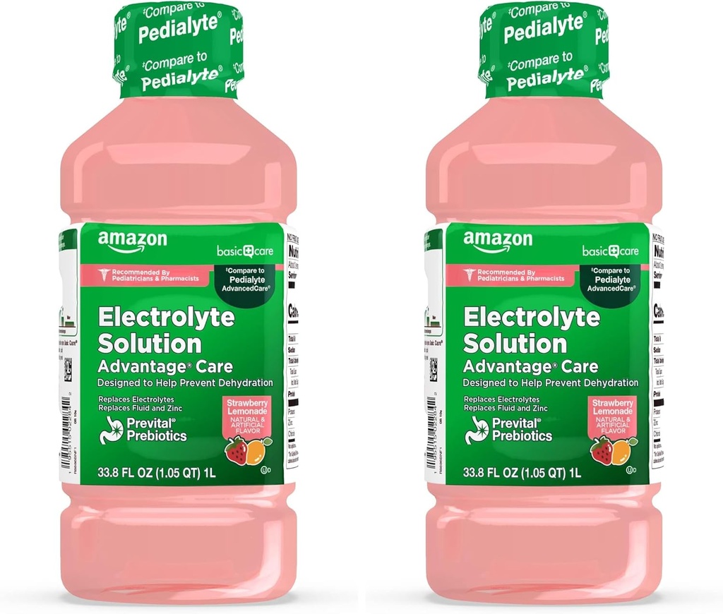 기초 배려 이점 배려 이전의 Prebiotics, 딸기 Lemonade, Hydration 음료, 보충 Electrolytes, 유동성 & 아연, 33.8 Fl Oz (2의 포장)를 가진 전기로 te 해결책