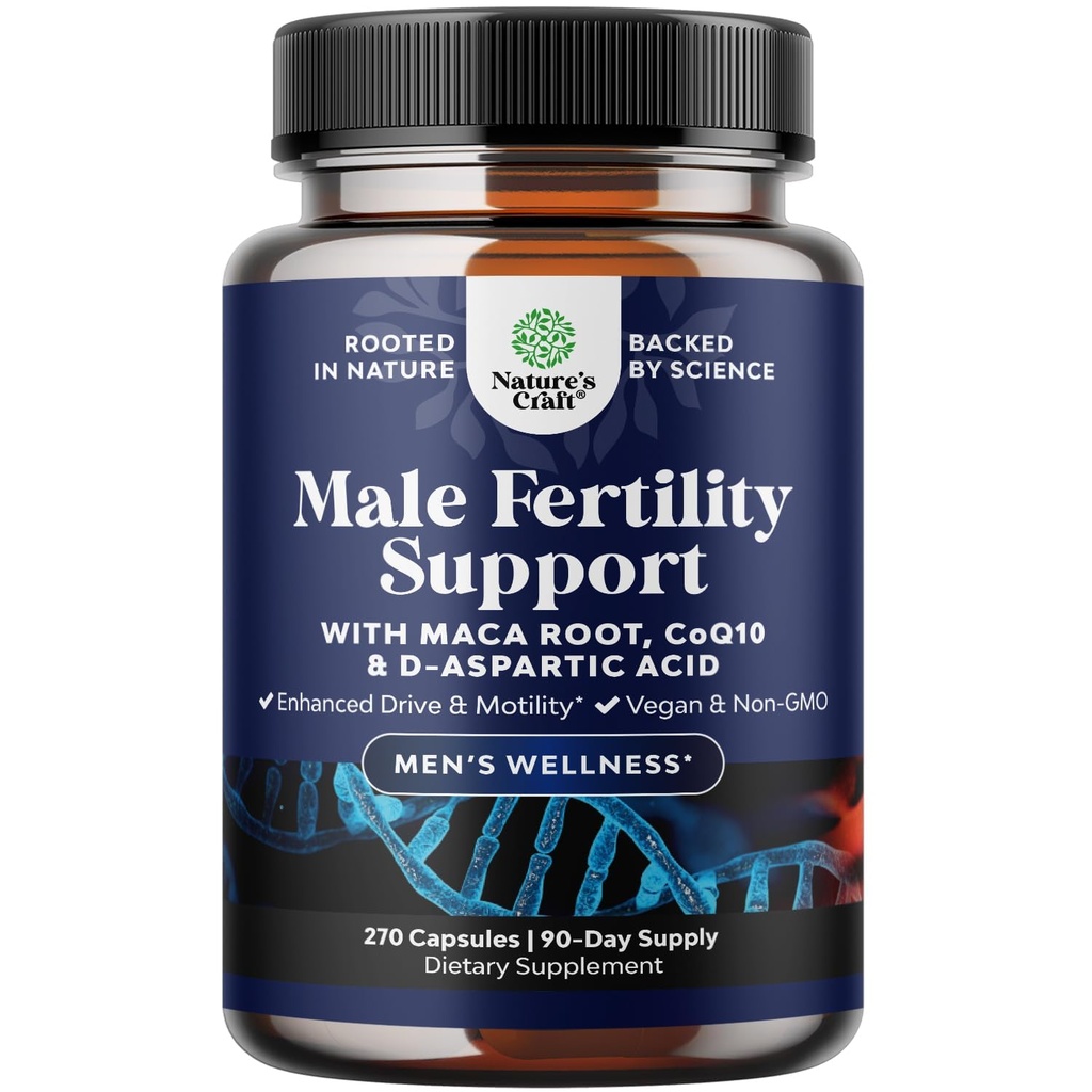 Pre Conception Male Fertility Supplement - CoQ10, Maca Root, Methyl Folate & D-Aspartic Acid가있는 정액 볼륨 부스터 - 정액 Motility 용 생리 보충 - 90 일 동안의 개념