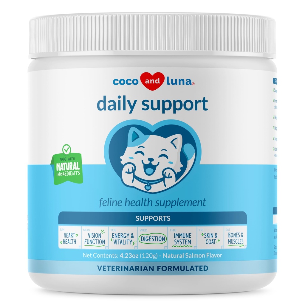 고양이를위한 Multivitamin - 4oz 분말 - L-Lysine, 타우린 및 Immune 지원 및 눈 건강을 위한 Spirulina - 피부와 심장 건강을 위한 물고기 기름 & 비타민. (카트용)