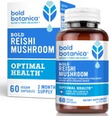 Bold Botanica Reishi 버섯 캡슐 - 100 % 과일 바디 - 면역 지원 및 핵심 웰빙을위한 농축 유기 시 추출물 - Mycelia & No Grain - 60 Vegan 캡슐
