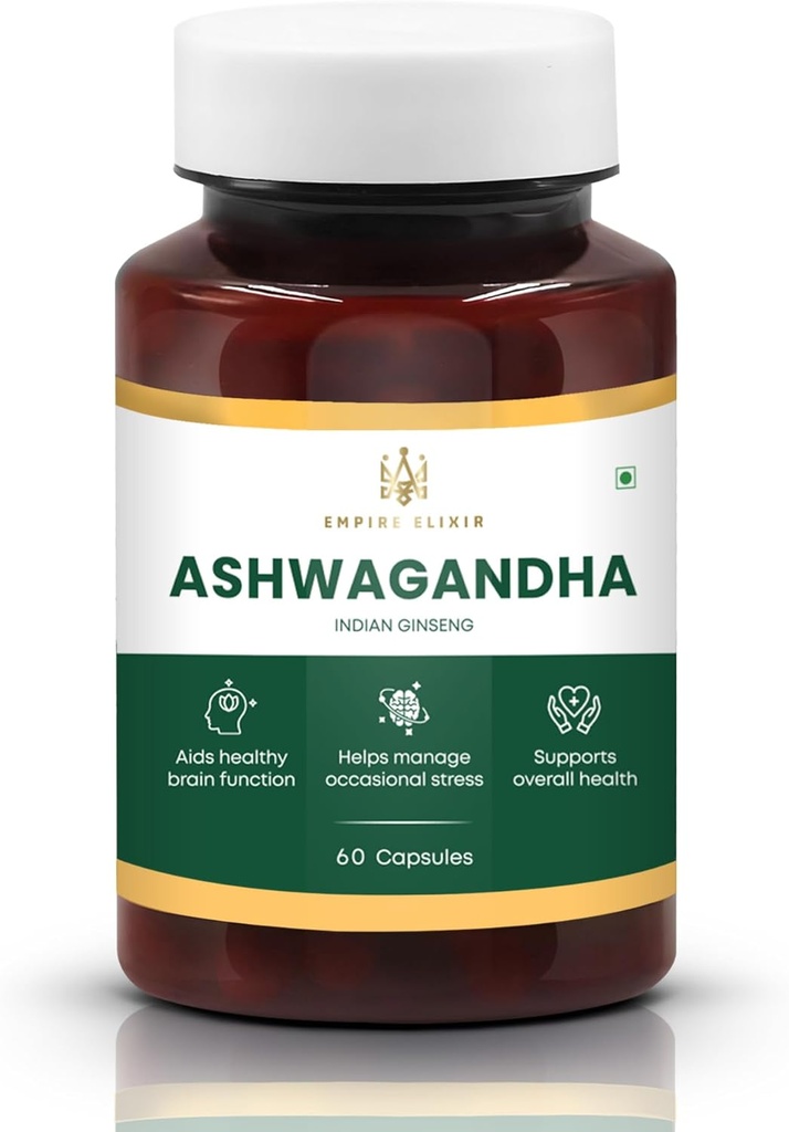 Ashwagandha 캡슐 450mg | 60 개 | 남자와 여자를 위한 초본 보충 | 비 GMO | Adaptogen | 에너지와 웰빙 지원