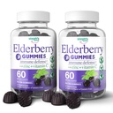 비타민 C와 아연이있는 Elderberry Gummies - 성인과 어린이를위한 Immune 부스터 Elderberry Gummies - 산화 방지제 지원 (120 Gummies)가있는 Vegan 천연 성분 방어 Multivitamins