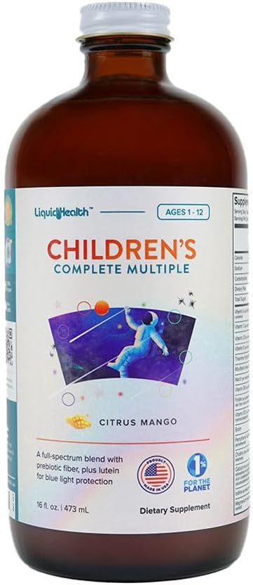 LIQUIDHEALTH 아이들의 아이를 위한 완전한 액체 Multivitamin, 유아 - 근본적인 비타민, 영양사 & 무기물, 면역 지원, Gut 건강 - 미국에서 만드는, Vegan, 비 GMO, 설탕 자유로운 (16 oz)
