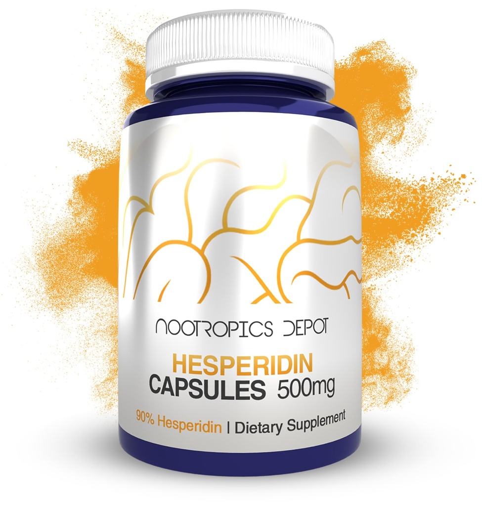 Nootropics Depot Hesperidin 캡슐 | 500mg | 180 Count | 90% Citrus Extract | 지원 대사 기능 + 심혈관 건강