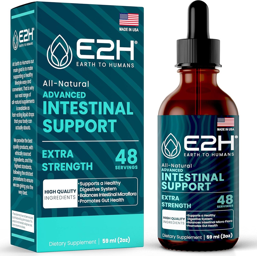 E2H Advanced Intestinal Support - 천연 Intestinal Cleanse 및 Digestive Cleanse 보충 - Wormwood 및 Black Walnut Extract - 비 GMO, Vegan - 2 Fl Oz
